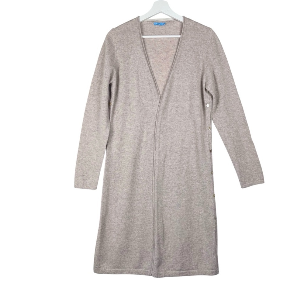 J.McLaughlin Linden 100% Cashmere Long Open Front Cardigan Size Medium Tan